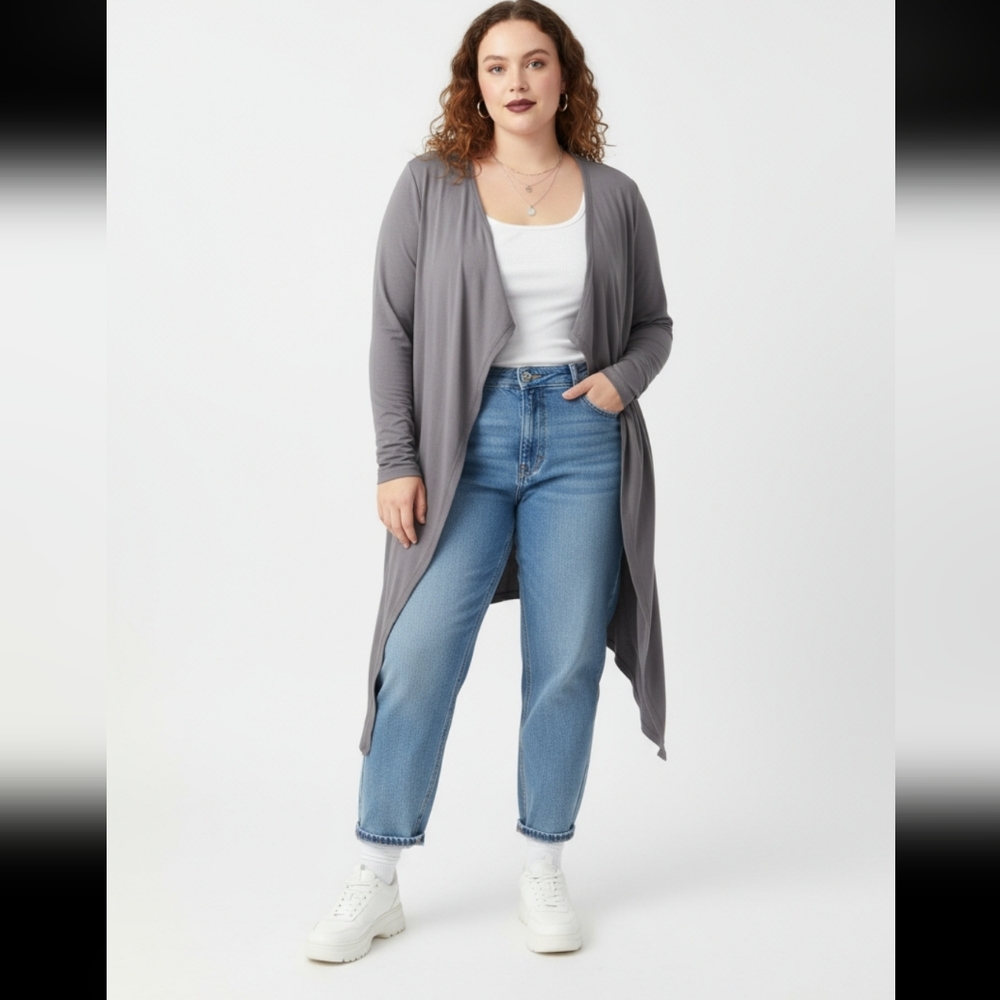 NWT Gray Slashed Back Cardigan Sz XL